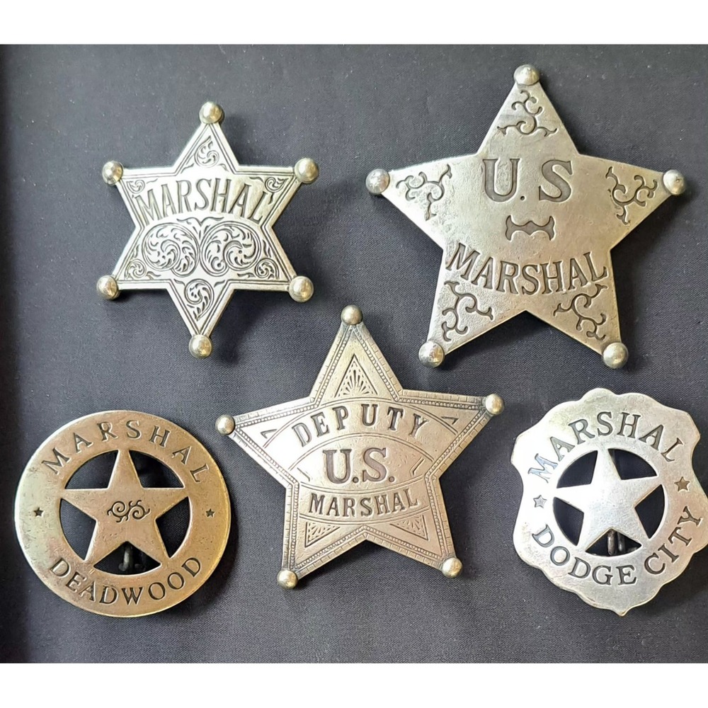 U.S. Marshal Badge Replica Old West Style Lot Of 5 Deadwood Dodge City